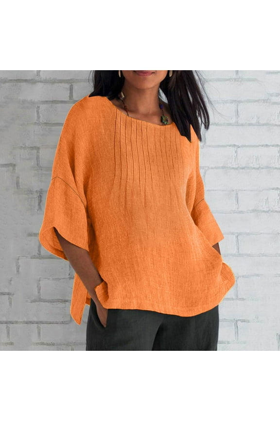 Weiqiqre Womens Spring Tops Long Sleeve Plus Size Tops Gauze Split Side Casual Dressy Blouses Crew Neck Loose Tunic Tops