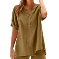 thumbnail image 1 of Weiqiqre Womens Spring Tops Short Sleeve T Shirts V Neck Summer Casual Basic Tee Tops, 1 of 5