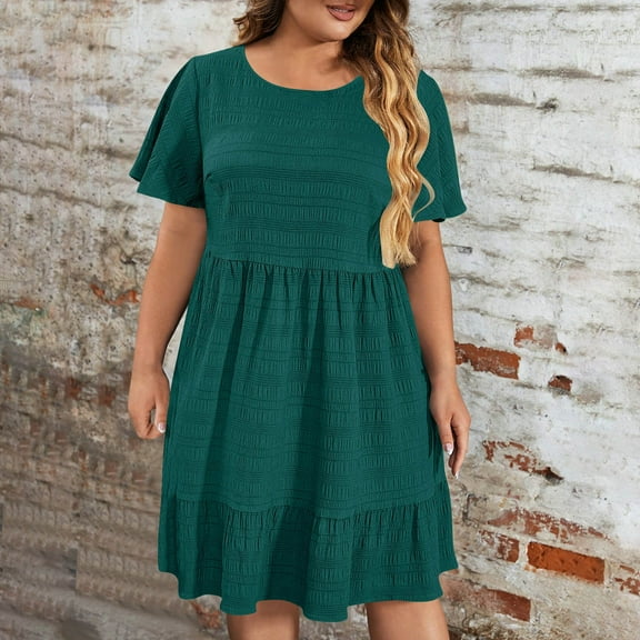 Weiqiqre Womens Summer Dresses Casual Loose Cute Ruffle Cap Sleeve Flowy Mini Dress Sundress