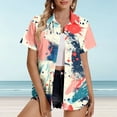 thumbnail image 1 of Weiqiqre Womens Summer Tops American Flag Shirt Women Patriotic Hawaiian Shirts 4th of July Tops USA Flag Red White Blue Button Up Top Blouse, 1 of 5