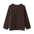 thumbnail image 1 of Weiqiqre Womens Sweaters Cable Sweater Casual Long Lantern Sleeve Pullover Crew Neck Knitted Tops, 1 of 3