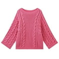 thumbnail image 1 of Weiqiqre Womens Sweaters Cable Sweater Casual Long Lantern Sleeve Pullover Crew Neck Knitted Tops, 1 of 3