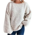 thumbnail image 1 of Weiqiqre Womens Sweaters Crewneck Oversized Pullover Sweaters Long Sleeve Knit Sweater Tops, 1 of 6