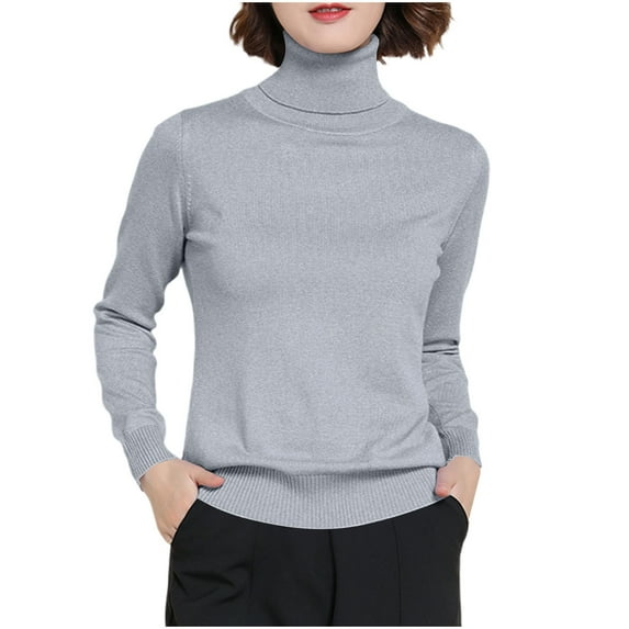Weiqiqre Womens Sweaters Turtle Neck Long Sleeve Casual Lightweight Pullover Sweater for Womens with Plus Size
