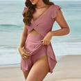 thumbnail image 1 of Weiqiqre Womens Swimsuits One Piece Swimsuit Ruffle Cutout Swimdress Tummy Control V Neck Wrap Swimwear, 1 of 9