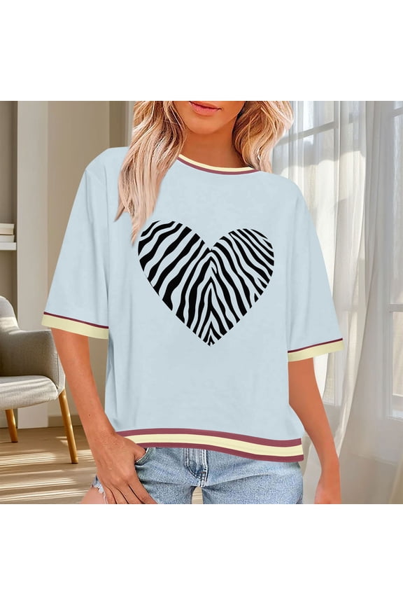 Womens T Shirts Graphic Half Sleeve Drop Shoulder Crewneck Oversized T Shirt Tops