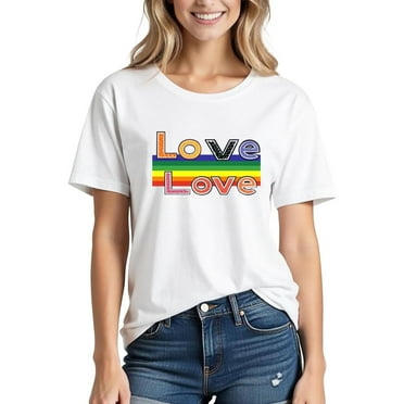 Weiqiqre Womens T Shirts, Rainbow Shirt Heart Graphic Tees Casual Summer Short Sleeve Tops