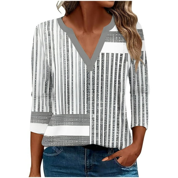 Weiqiqre Womens Tops 3/4 Sleeve Blouse Long Sleeve Business Casual Tunic Tops V Neck Work Tops Textured Dressy Casual Shirts