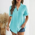 thumbnail image 1 of Fewfanhot Womens Tops Button Down Shirt Cotton Short Sleeve Loose Fit Blouse Collared Casual Work Tops, 1 of 7