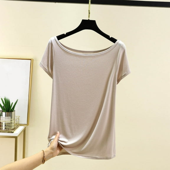 Weiqiqre Womens Tops Crewneck Slim Fitted Short Sleeve T-Shirt Stretchy Bodycon Basic Tee Tops