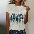 thumbnail image 1 of Weiqiqre Womens Tops Funny 3D Graphic Short Sleeve Round Neck Pullover Horse Casual Printed Top T-shirt, 1 of 4