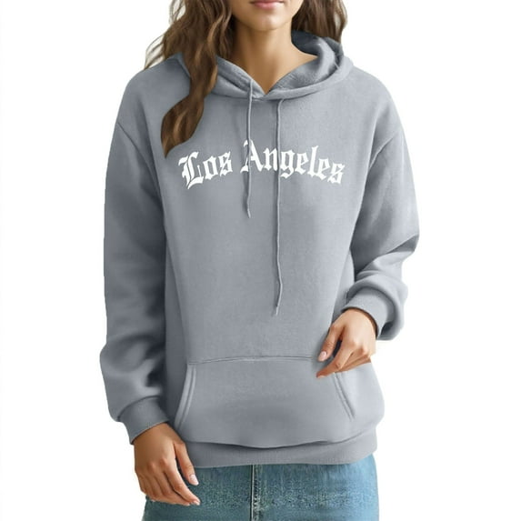 Weiqiqre Womens Tops Graphic Hooded Sweatshirt Oversized Letter Print Casual Hoodie Pullover