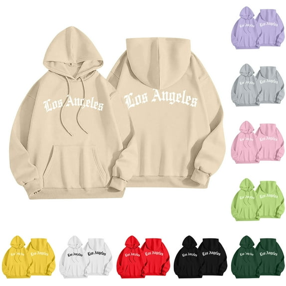 Weiqiqre Womens Tops Graphic Hooded Sweatshirt Oversized Letter Print Casual Hoodie Pullover