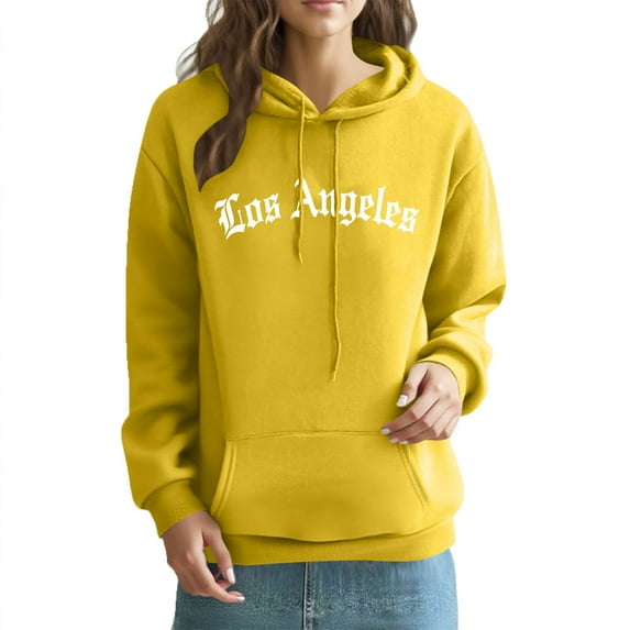 Weiqiqre Womens Tops Graphic Hooded Sweatshirt Oversized Letter Print Casual Hoodie Pullover