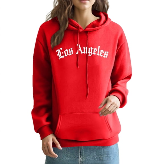 Weiqiqre Womens Tops Graphic Hooded Sweatshirt Oversized Letter Print Casual Hoodie Pullover