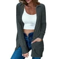 thumbnail image 1 of Weiqiqre Womens Tops Open Front Lightweight Cardigan Long Sleeve Button Down Loose Solid Outwear Sping Cardigans, 1 of 5