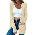 thumbnail image 1 of Weiqiqre Womens Tops Open Front Lightweight Cardigan Long Sleeve Button Down Loose Solid Outwear Sping Cardigans, 1 of 5