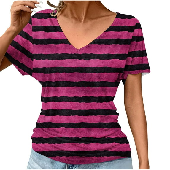 Weiqiqre Womens Tops Short Sleeve Shirts V Neck Blouse Ruched Business Casual Basic Tunic Tops