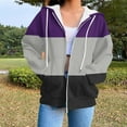 thumbnail image 1 of Weiqiqre Womens Sweatshirt Color Block Hooded Basic Zip-Up Long Sleeve Top with Pockets Plus Size, 1 of 5