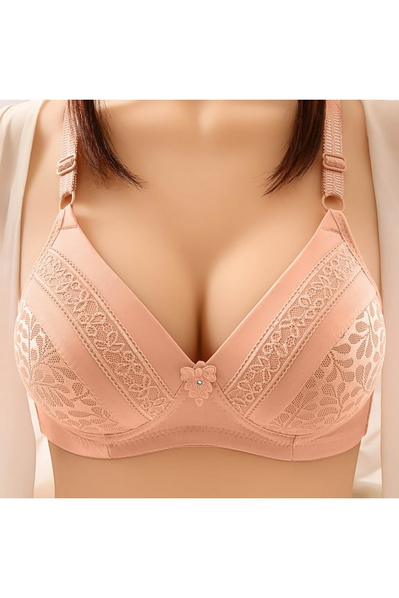 Womens Underwear Light Padded T-Shirt Bra, Wide Straps Smooth Underwired Full Coverage Demi Bras for Women