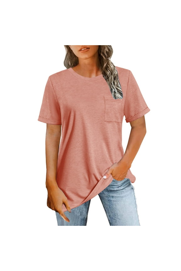 Womens t Shirts Casual Summer Short Sleeve High Low Loose T Shirt Basic Tees Tops for Women