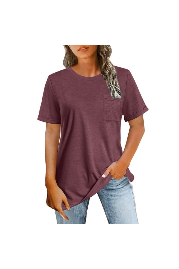 Womens t Shirts Casual Summer Short Sleeve High Low Loose T Shirt Basic Tees Tops for Women