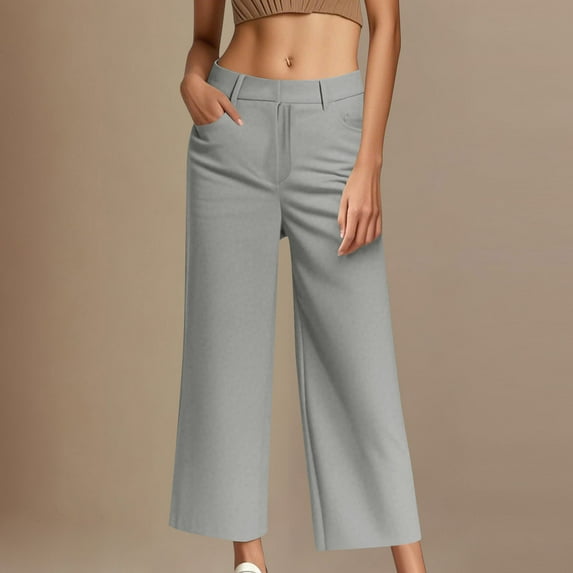 Weiqiqre Work Pants Women, Wide Leg Capri Pants Work Cropped Pants Casual Summer Capris High Waisted Crop Palazzo