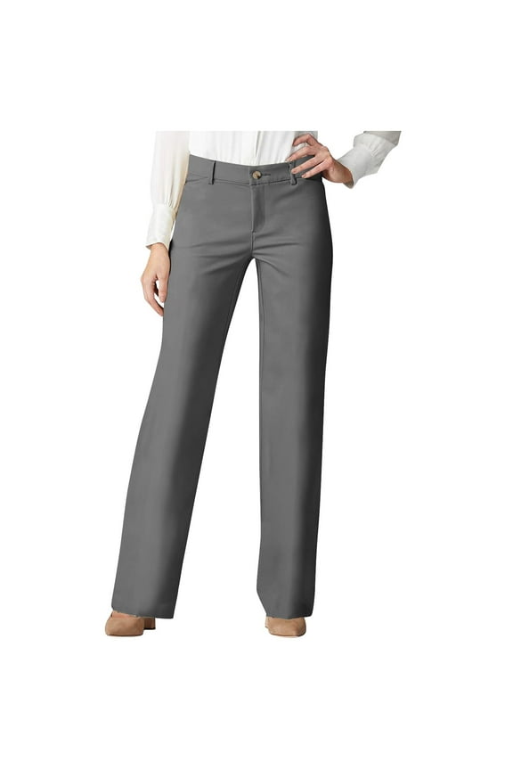 Weiqiqre Work Pants Women Work Business Pants Tummy Control Office Straight Leg Trousers High Waisted Ladies Slacks