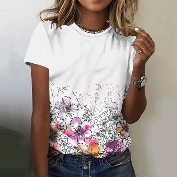 Weiqiqre Workout Tops for Women Plus Size Tops Casual Blouse Short Sleeve Lace Tunic Tops Fit Flare