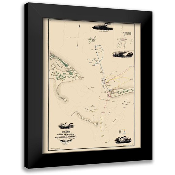 Weir 15x18 Black Modern Framed Museum Art Print Titled - Entrance Admiral Farragut Into Mobile Bay