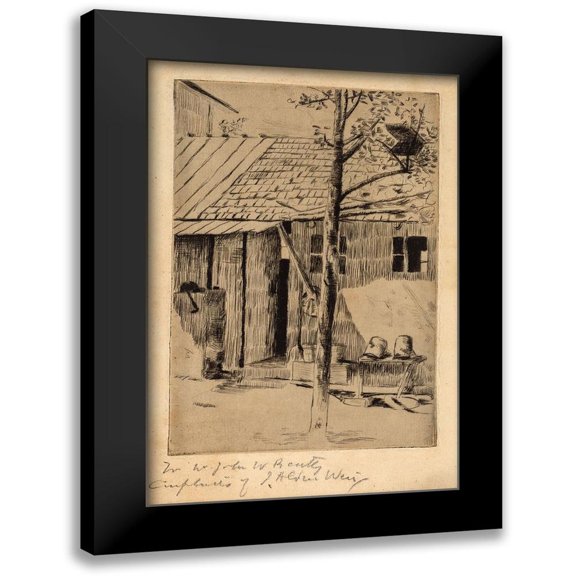Weir, J Alden 11x14 Black Modern Framed Museum Art Print Titled - Dooryard-Buckets and Tree