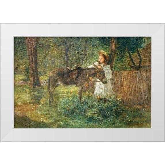 Weir, J Alden 18x13 White Modern Wood Framed Museum Art Print Titled - After the Ride-Visiting Neighbors