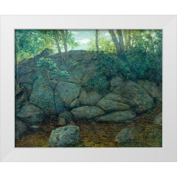 Weir, J Alden 18x15 White Modern Wood Framed Museum Art Print Titled - Woodland Rocks