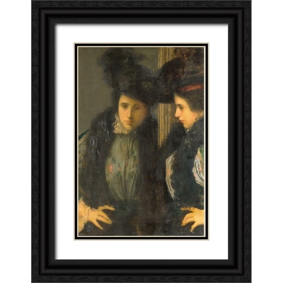 Weir, J Alden 23x32 Black Ornate Wood Framed with Double Matting Museum Art Print Titled - The Green Bodice
