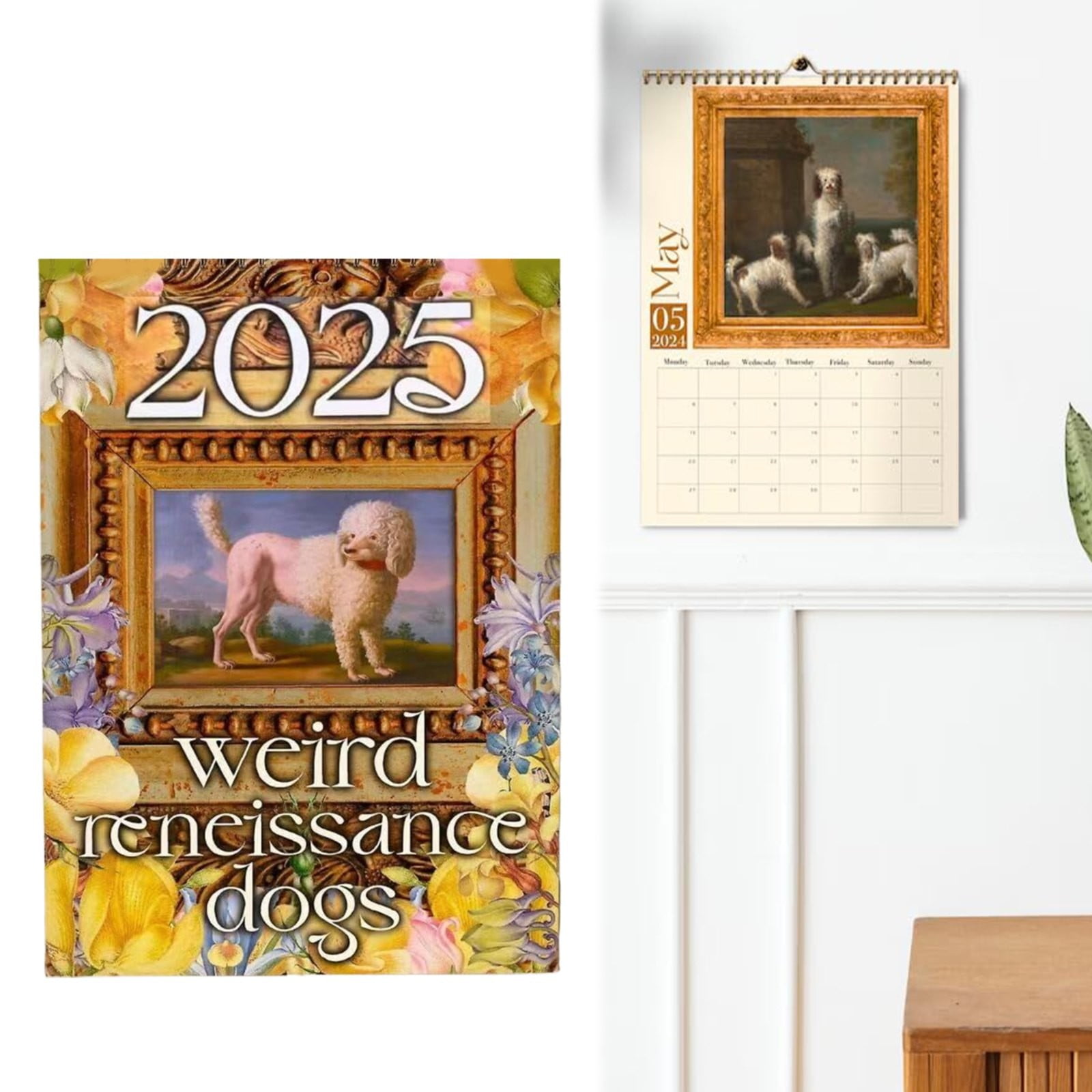 Weird Dogs 2025 Wall Calendar Medieval Dog Art Funny Quirky Aesthetic