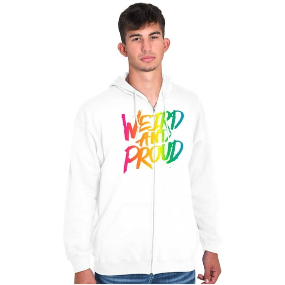 Weird Proud LGBTQ Pride Funny Cool Zip Up Hoodie Men's Women's Brisco Brands X