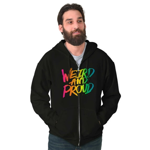 Weird Proud LGBTQ Pride Funny Cool Zip Up Hoodie Men's Women's Brisco Brands X