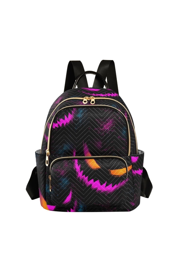 Weird Pumpkin Pattern Fashion Backpack Quilted Lightweight Women Travel Daypack 8.5L