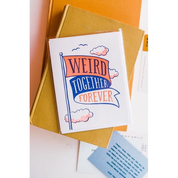 Weird Together Forever Card  Playful Flag Design with Clouds  Blank Inside for Personal Messages  Perfect Friendship Card for Any Occasion