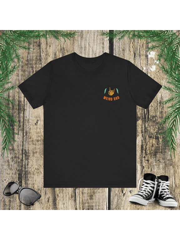 Weird dad funny father's day retro Skeleton rock on hand Unisex T-shirt