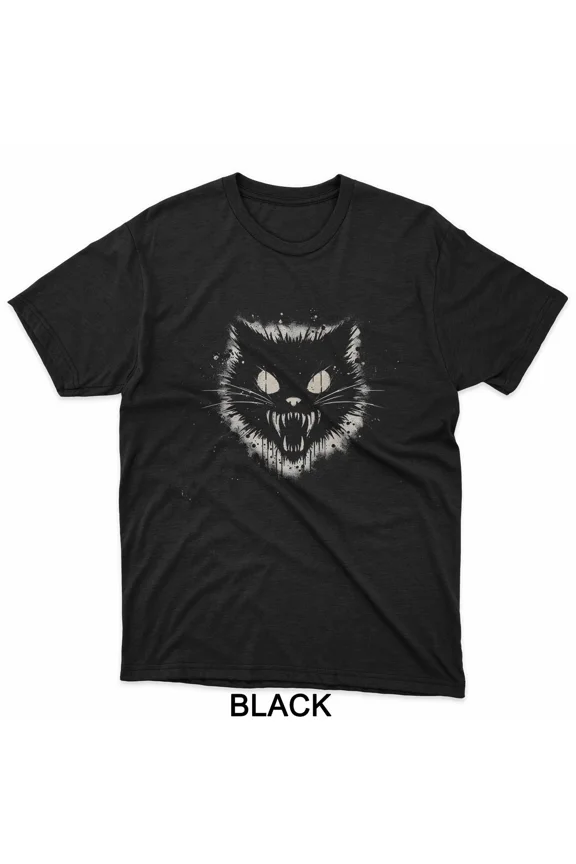 Weirdcore Gothic Cat Artwork Featuring Creepy Alternative Style Unisex T-Shirt up to size 5XL