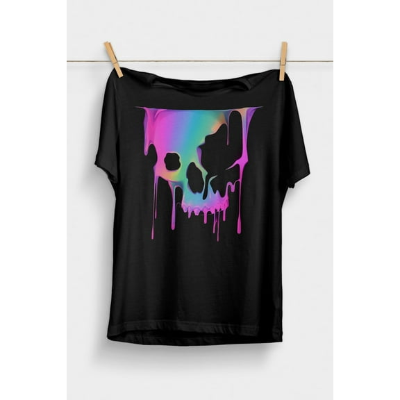 Weirdcore Melting Skull T-Shirt | Psychedelic Trippy Clothing | Aesthetic Shirt | Alternative Pastel Goth Grunge Clothes | Horror Spooky