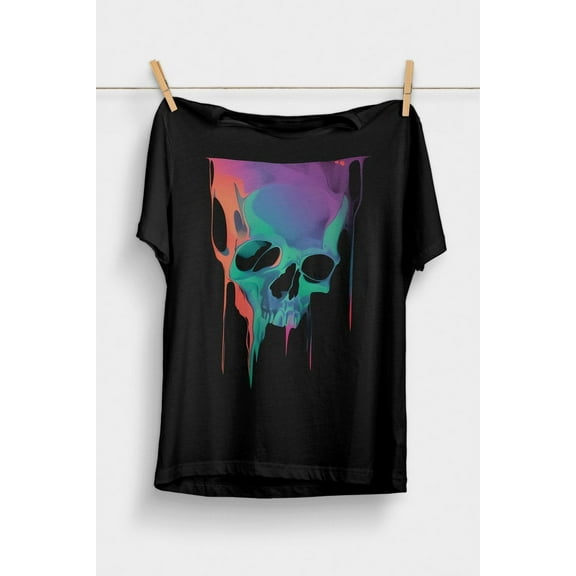 Weirdcore Melting Skull T-Shirt | Psychedelic Trippy Clothing | Aesthetic Shirt | Alternative Pastel Goth Grunge Clothes | Horror Spooky