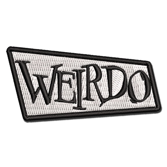 Weirdo Creepy Spooky Text Applique Multi-Color Embroidered Hook & Loop Patch - 2.0 Inch Mini