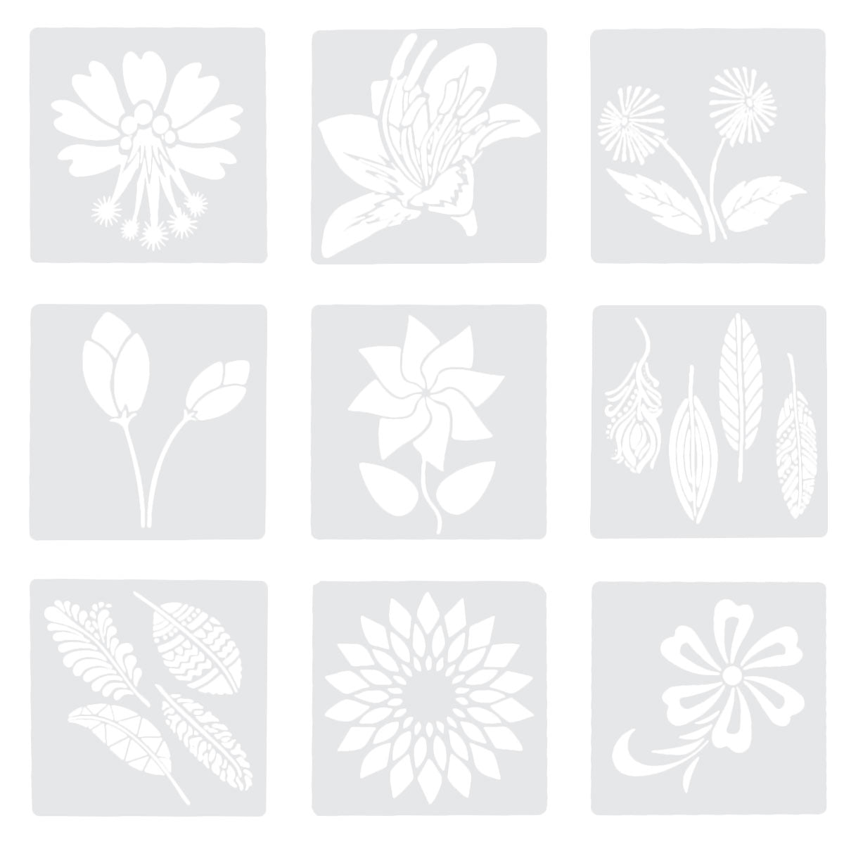 Weis 18pcs Cartoon Plant Painting Template Drawing Tools Multi-pattern Hollow Out Painting Stencil for Kids Boys Girls (Mixed Style)