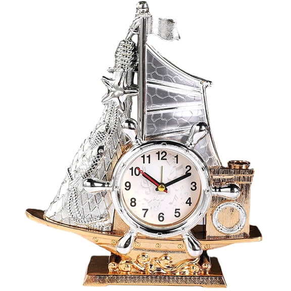 OUNONA Kids Alarm Clock with Lifelike Small Ship Design for Home Use Desk Decoration Plastic Assorted Color
