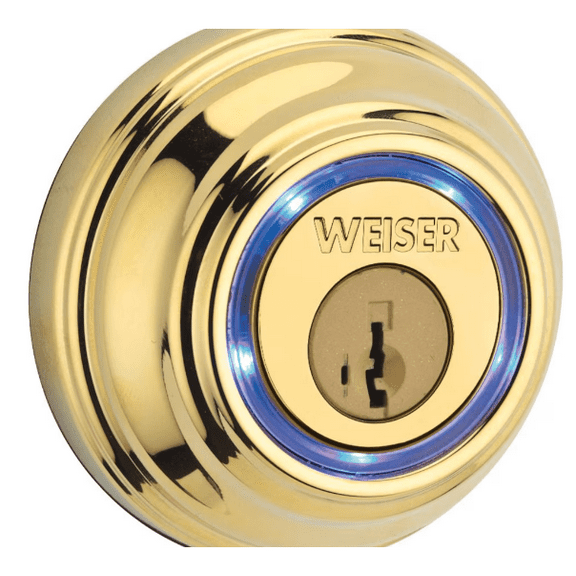 Weiser Kevo Polished Brass Bluetooth Deadbolt 9GED15000-001