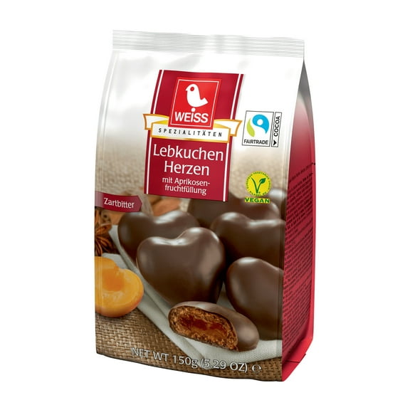 Weiss filled Dark Chocolate Lebkuchenherzen