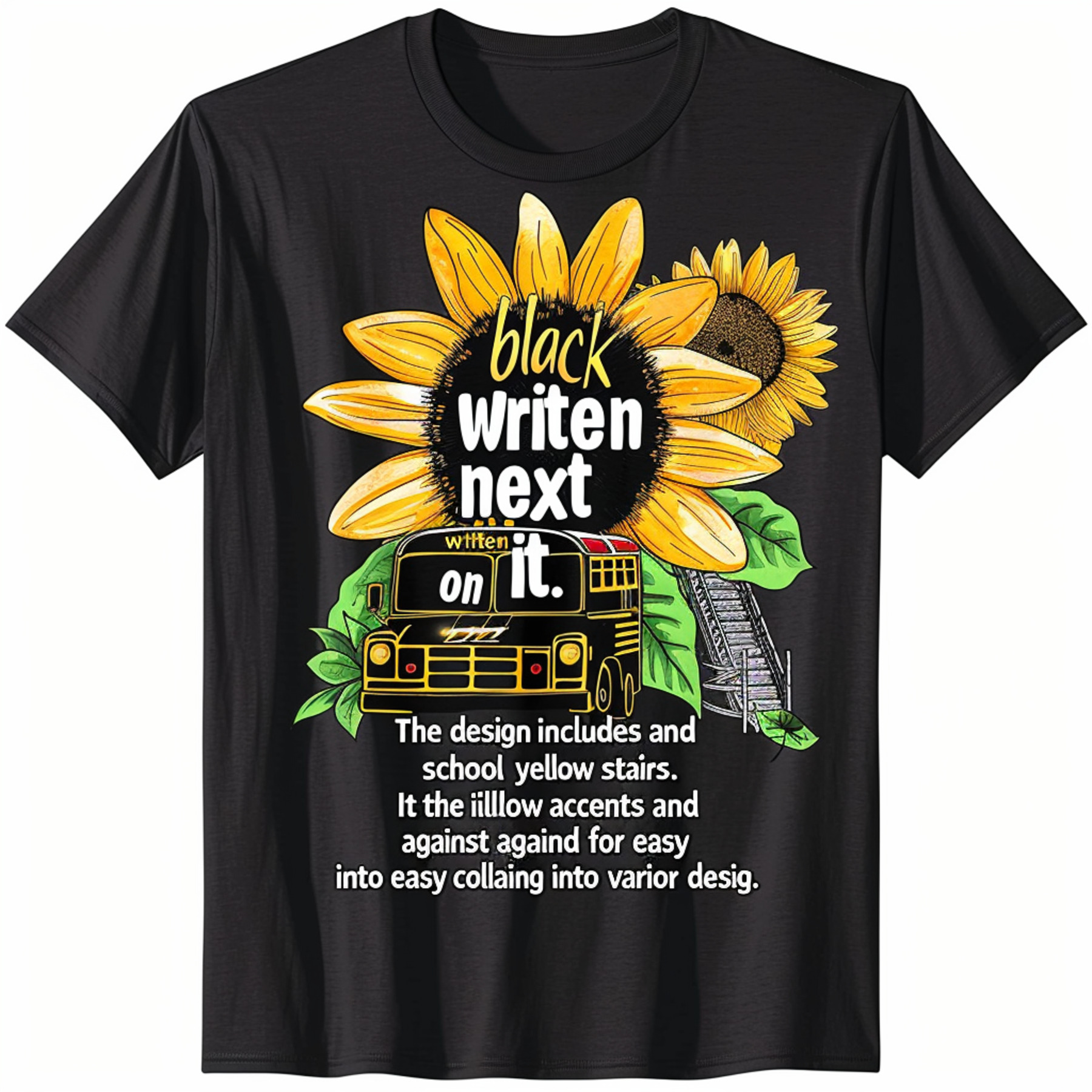 Weiss Bus Driver Life Sunflower School Stairs Black TShirt Perfect for ...