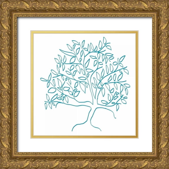 Weiss, Jan 20x20 Gold Ornate Wood Framed with Double Matting Museum Art Print Titled - A Teal Tree